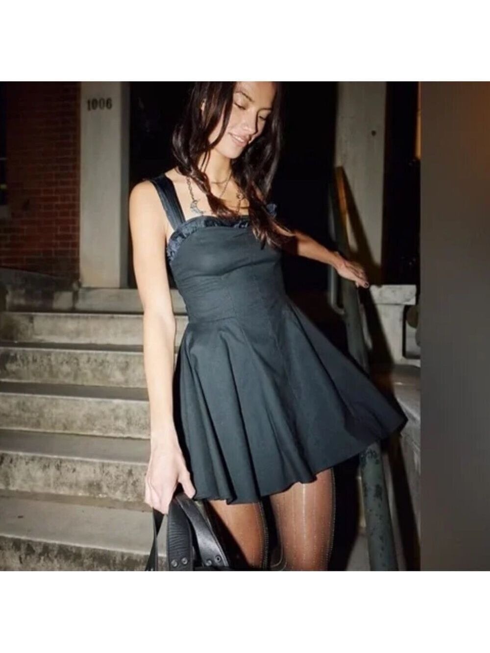 Free People Midnight Magic Mini Voluminous Black Dress Fairy Grunge Bohemian L - Picture 4 of 15